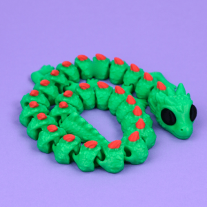 Beweglicher Flexi-Drache mit großen Augen und Stachelrücken, PrintHero