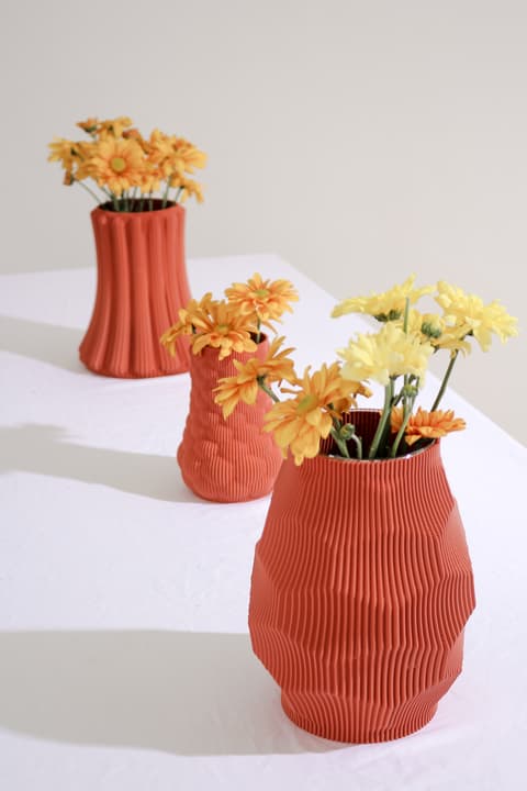 Strukturierte Blumenvase mit organischer Riffeloberfläche, PrintHero