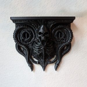 Biomechanisches Gothic-Wandregal mit Totenkopf-Motiv, PrintHero