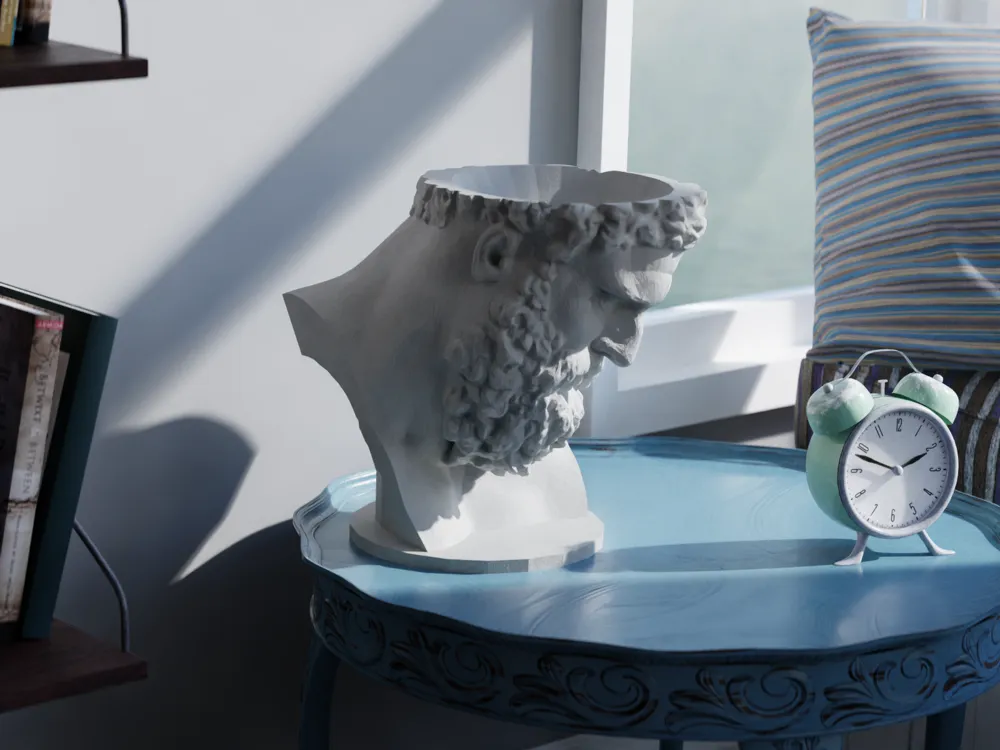 Klassische Büstenvase mit bärtiger Herkules-Figur, PrintHero