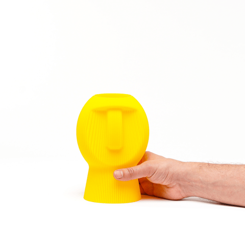Rundliche, stilisierte Kopf-Vase im Moai-inspirierten Design, PrintHero