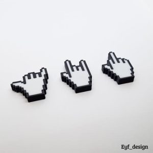 Set aus drei Kühlschrankmagneten im Pixel-Mauszeiger-Design, PrintHero