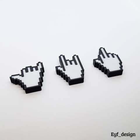 Set aus drei Kühlschrankmagneten im Pixel-Mauszeiger-Design, PrintHero