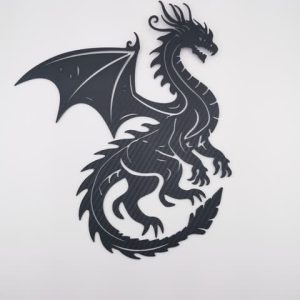 2D-Wandbild eines fliegenden Drachen im Scherenschnitt-Stil, PrintHero