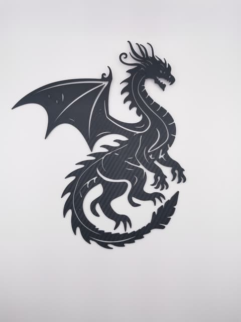 2D-Wandbild eines fliegenden Drachen im Scherenschnitt-Stil, PrintHero