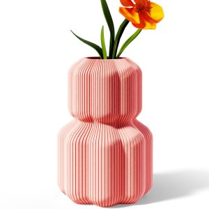 Vase mit gerippter Struktur und geschwungener Silhouette, PrintHero