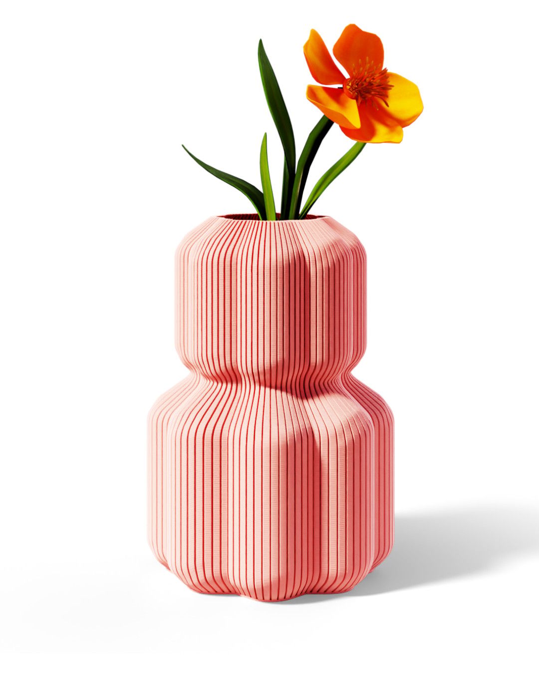 Vase mit gerippter Struktur und geschwungener Silhouette, PrintHero