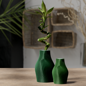 Gerillte Vase für Glücksbambus mit Schraubdeckel, PrintHero