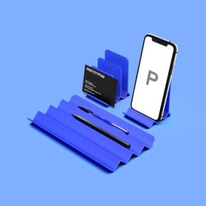 Minimalistisches Set aus Handyständer, Visitenkartenhalter und Stiftablage, PrintHero