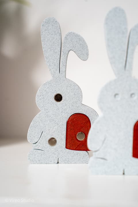 Magnetisches Hasenpaar mit Herz, teilbar in Kühlschrankmagnete, PrintHero