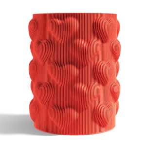 Vase mit eingeprägtem Herzmuster und Rillenstruktur, PrintHero