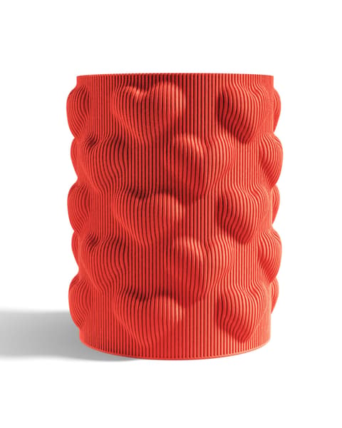 Vase mit eingeprägtem Herzmuster und Rillenstruktur, PrintHero