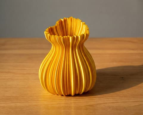 Vase mit herzförmiger Öffnung und vertikaler Rippenstruktur, PrintHero