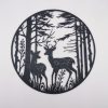 2D-Wandbild mit zwei Hirschen im Wald, rundes Scherenschnitt-Design, PrintHero