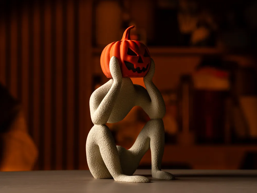 Halloween-Figur mit beleuchtbarem Kürbiskopf, PrintHero