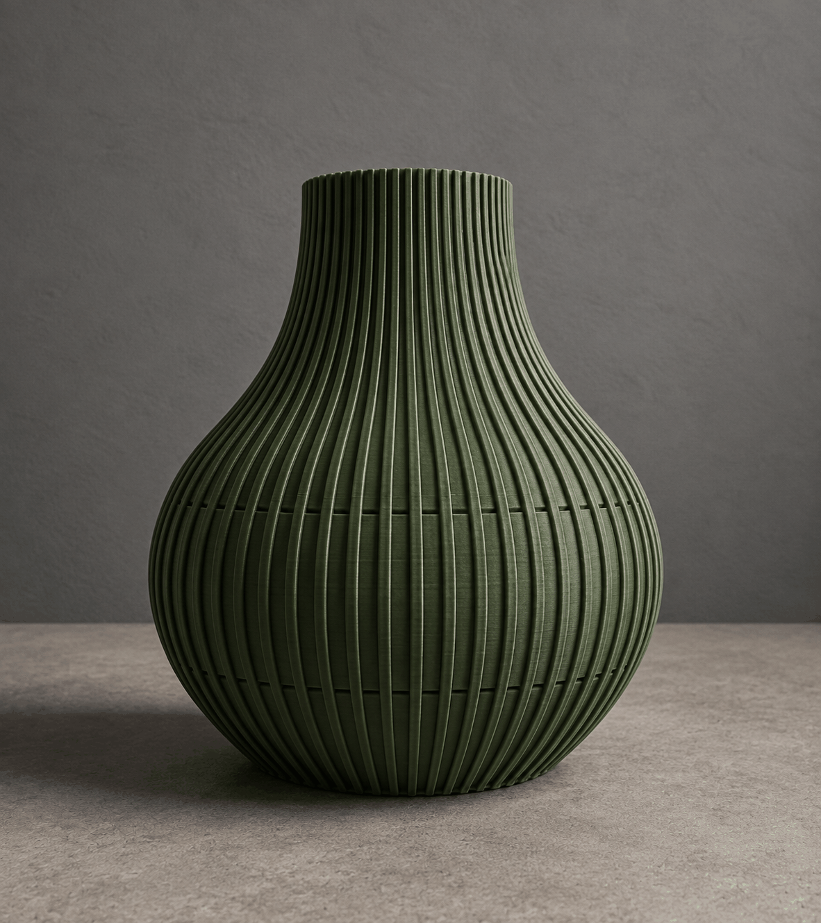 Vase im Japandi-Stil mit fein gerippter Oberfläche, PrintHero