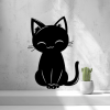 2D-Wandbild einer niedlichen sitzenden Katze im Scherenschnitt-Stil, PrintHero