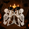 Leichen-Kandelaber Skelett-Teelichthalter für Halloween mit drei LED-Teelichtern