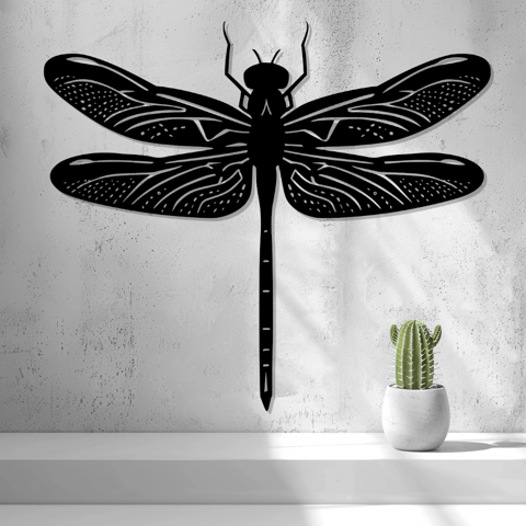 2D-Wandbild einer detailreichen Libelle im Scherenschnitt-Stil, PrintHero