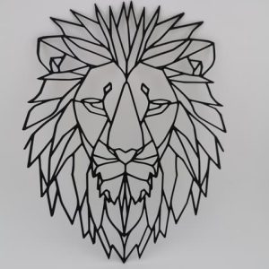 2D-Wandbild eines Löwenkopfes im geometrischen Low-Poly-Stil, PrintHero