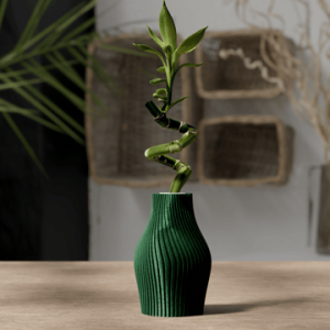 Schlanke Vase mit vertikaler Rillenstruktur für Lucky Bamboo, PrintHero