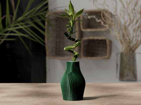 Schlanke Vase mit vertikaler Rillenstruktur für Lucky Bamboo, PrintHero