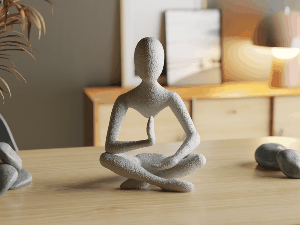 Minimalistische Meditationsfigur in Sitzhaltung, PrintHero