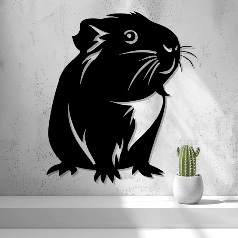 2D-Wandbild eines Meerschweinchens im Scherenschnitt-Stil, PrintHero