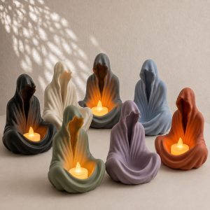 Geheimnisvolle Kutten-Figur als LED-Kerzenhalter, PrintHero
