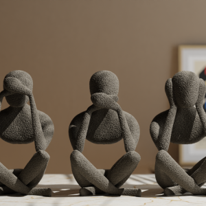 Drei minimalistische Figuren – nichts sehen, nichts hören, nichts sagen, PrintHero