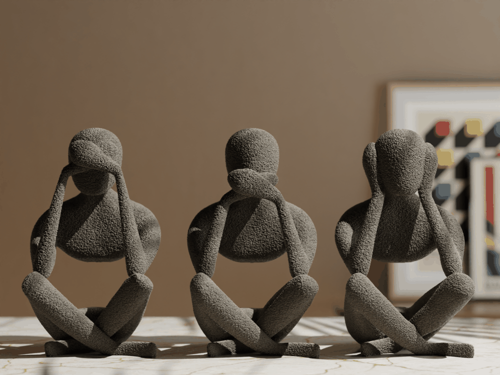 Drei minimalistische Figuren – nichts sehen, nichts hören, nichts sagen, PrintHero
