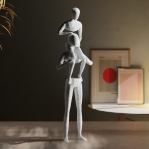 Skulptur eines Erwachsenen, der ein Kind trägt, PrintHero