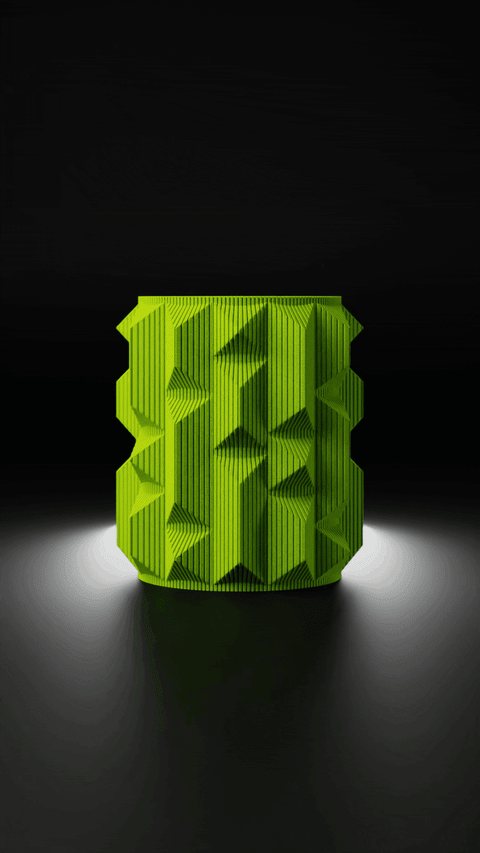 Vase mit facettierter, geometrischer Oberflächenstruktur, PrintHero