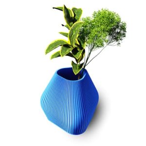 Kleine pyramidenförmige Vase mit vertikaler Rillenstruktur, PrintHero