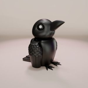 Kleine Rabenfigur mit beweglichem Körper als Schlüsselanhänger, PrintHero