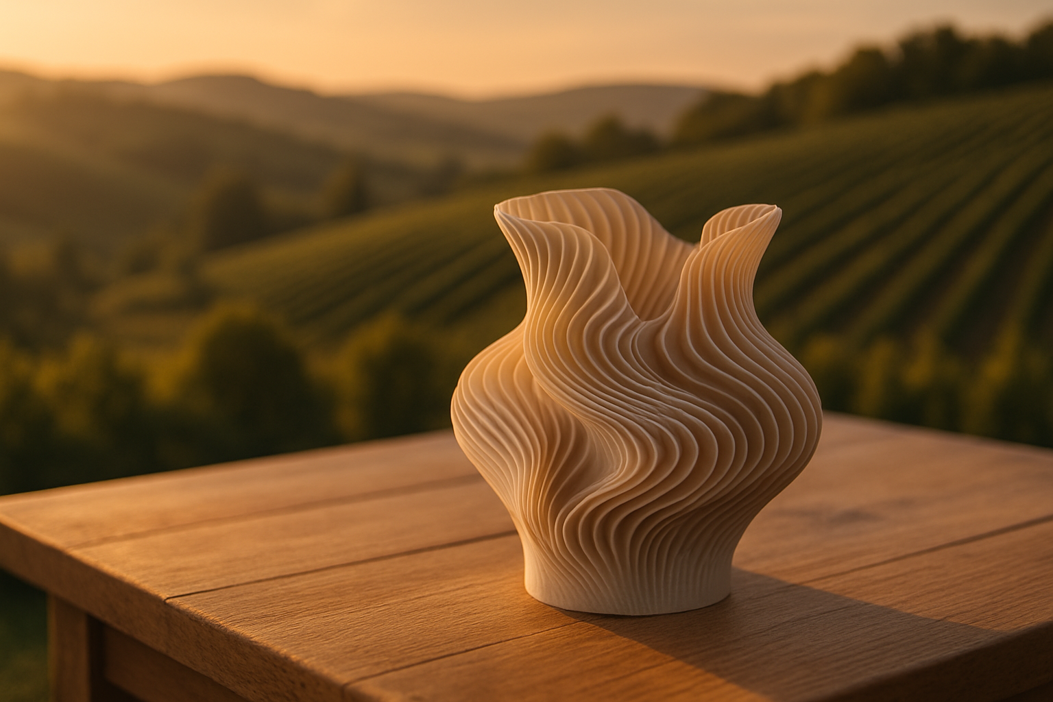 3D-gedrucktes Deko-Objekt mit Blick auf die Weinberge rund um Mattersburg