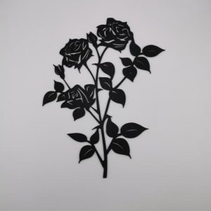 2D-Wandbild mit einem Rosenzweig im Scherenschnitt-Stil, PrintHero
