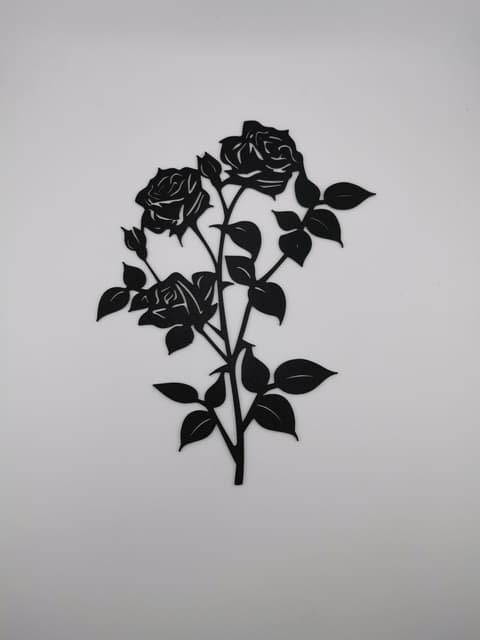 2D-Wandbild mit einem Rosenzweig im Scherenschnitt-Stil, PrintHero