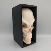 Kompakte Buchnische mit stilisiertem Totenkopf-Relief im rechteckigen Rahmen, PrintHero