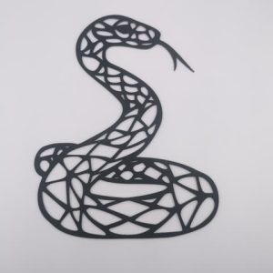 2D-Wandbild einer geringelten Schlange im Low-Poly-Stil, PrintHero