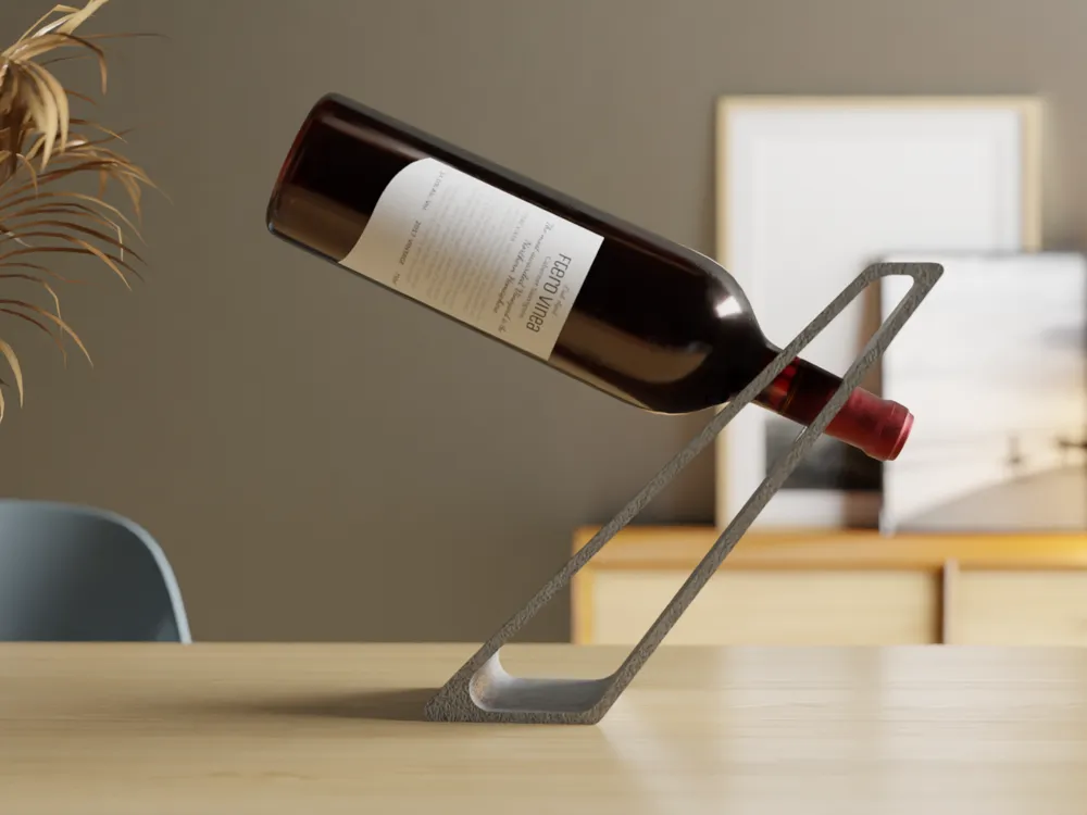 Minimalistischer Weinflaschenhalter mit Schwebe-Effekt, PrintHero