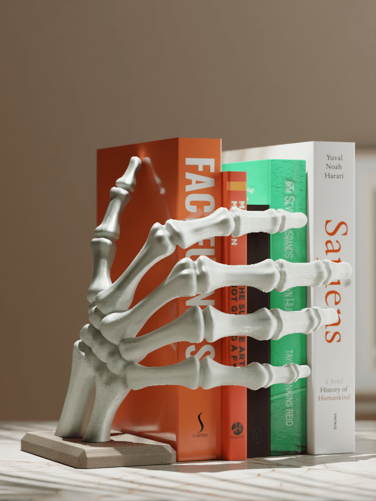 Anatomische Skeletthand als Buchstütze, PrintHero