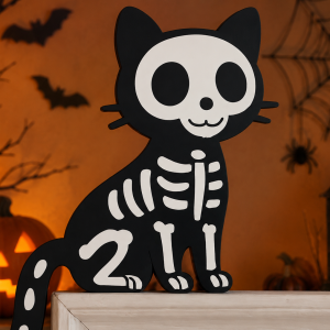 Skelettkatze Türecken-Dekoration für Halloween