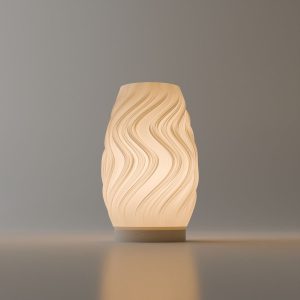 Tischlampe mit fließender Wellenstruktur, PrintHero