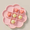 Niedliches Tic-Tac-Toe-Spiel in Blütenform mit Herz- und Blumen-Spielsteinen, PrintHero