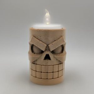 Teelichthalter in Form eines stilisierten Tiki-Totenkopfes, PrintHero