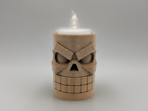 Teelichthalter in Form eines stilisierten Tiki-Totenkopfes, PrintHero