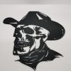 2D-Wandbild eines Totenkopfs mit Cowboyhut und Halstuch, PrintHero