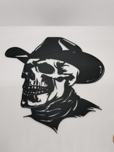 Totenkopf mit Cowboyhut – 2D-Wandbild