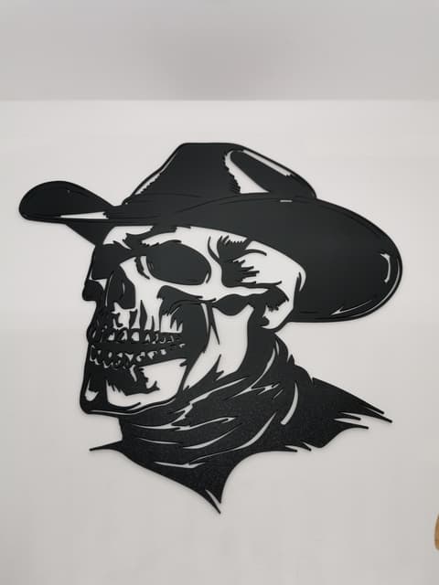 2D-Wandbild eines Totenkopfs mit Cowboyhut und Halstuch, PrintHero